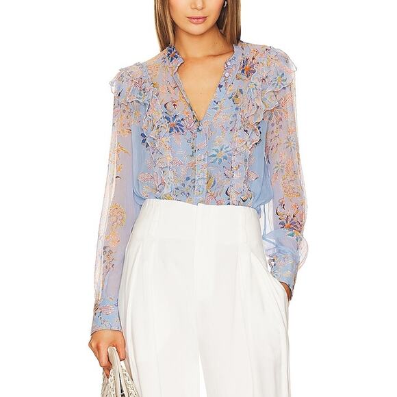 Hemant And Nandita 'Lyna' Blue Chiffon Shirt With Slip Size M - Picture 1 of 5